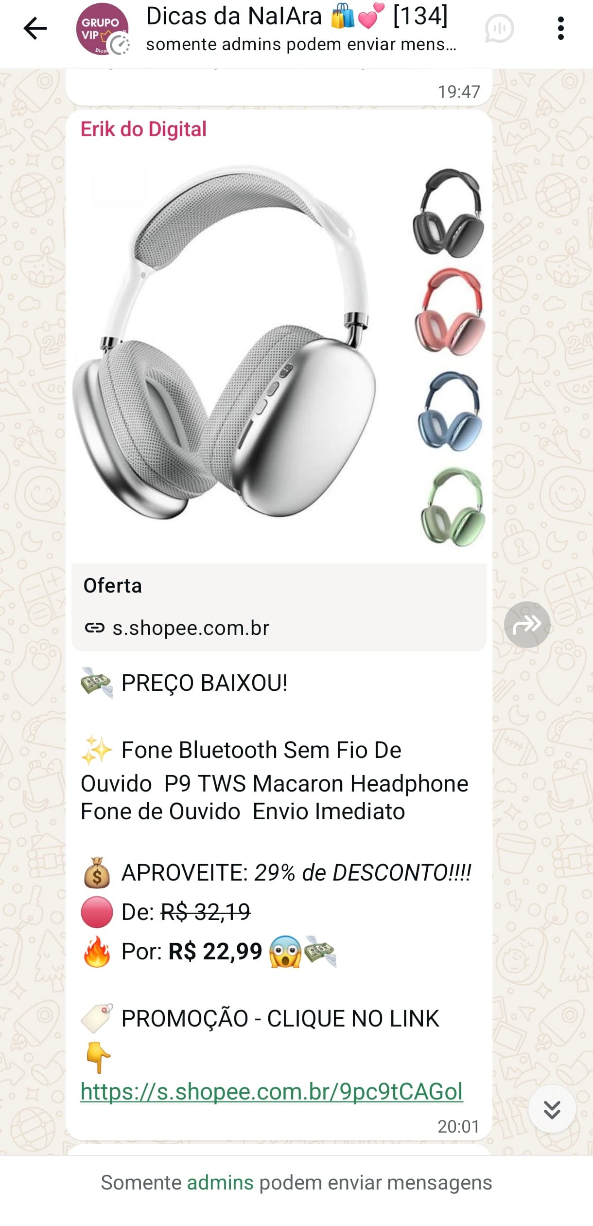 Exemplo de link com preview de imagem no WhatsApp